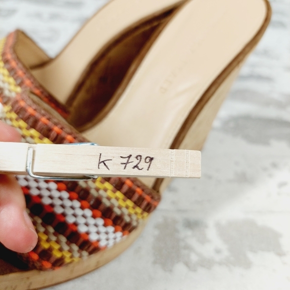 New Veronica Beard Dali Multi Woven Raffia Leather Cork Wedge Sandals K729 - Picture 11 of 11